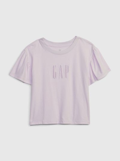 Μωβ Παιδική Gap Logo Flutter Sleeve Μπλούζα-710431000