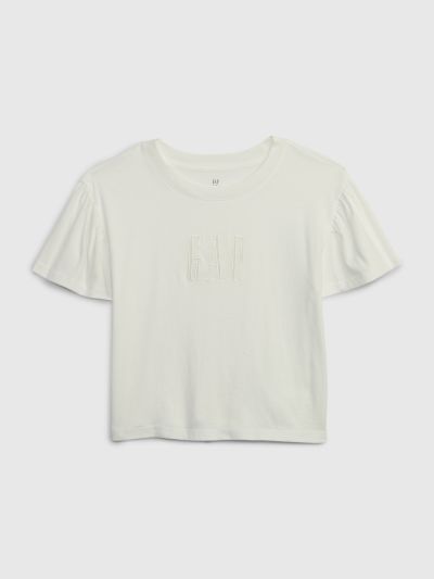 Άσπρη Παιδική Gap Logo Flutter Sleeve Μπλούζα-710431002