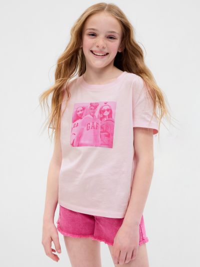 Ροζ Gap × Barbie™ Παιδική 100% Οργανικό Βαμβάκι Logo Graphic Μπλούζα-670521000