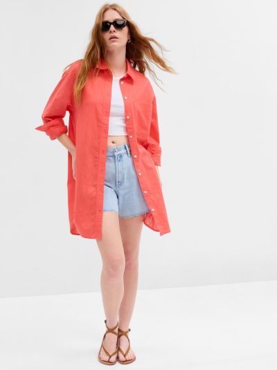 Oversized Λινή Τουνίκ Πουκαμίσα-663134002