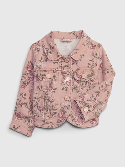 Ροζ Gap × LoveShackFancy Βρεφικό Φλοράλ Icon Denim Πανωφόρι με Washwell-783397000