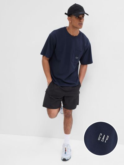 Μπλε Oversized Gap Logo Πικέ Pocket Μπλούζα-648973005