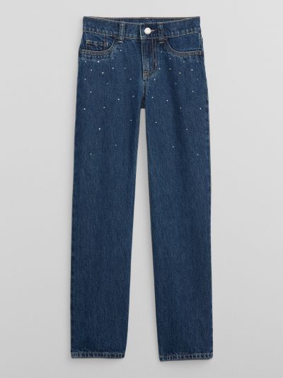 Μπλε Παιδικό Mid Rise Straight Rhinestone Jean Παντελόνι με Washwell-776045000