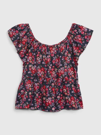 Μωβ Παιδικό Φλορά Flutter Sleeve Τοπ-786959001