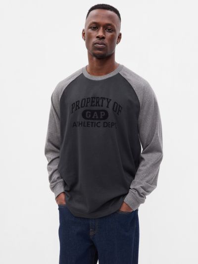 Μαύρη Gap Athletic Logo Raglan Μπλούζα-765764004