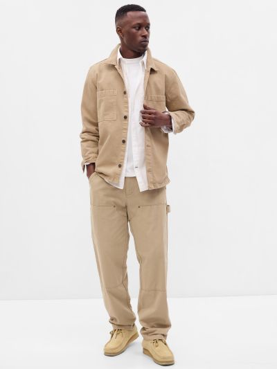 Μπεζ Denim Utility Big Shirt Πουκάμισο με Washwell-760330002
