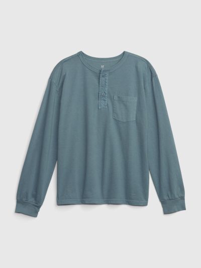 Μπλε Παιδική Henley Pocket Μπλούζα-736038001