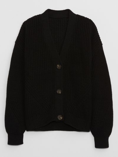 Μαύρο Παιδική Cropped Shaker-Stitch Ζακέτα-724354000