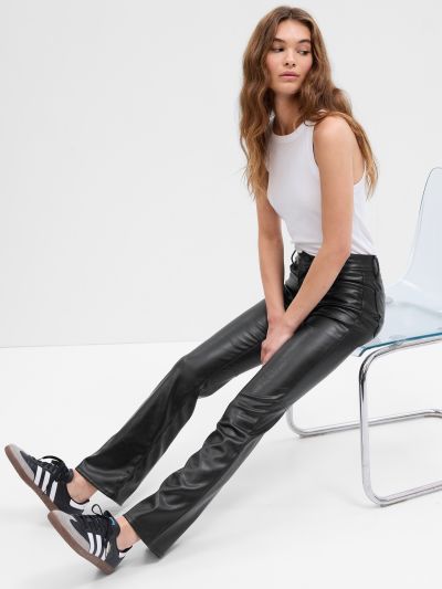 Mid Rise Baby Boot Vegan-Leather Pants-743814000