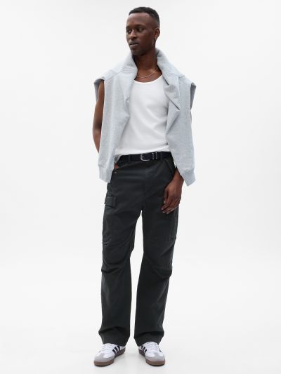 Μαύρο Relaxed Utility Cargo Παντελόνι με Washwell-745506003