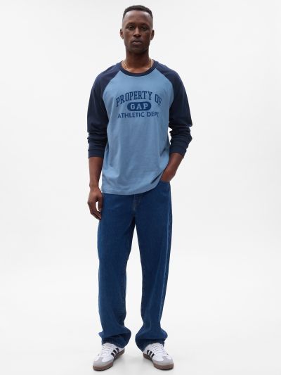 Μπλε Gap Athletic Logo Raglan Μπλούζα-765764003