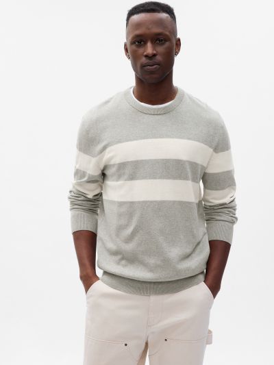 Γκρι Striped Crewneck Πουλόβερ-730479000