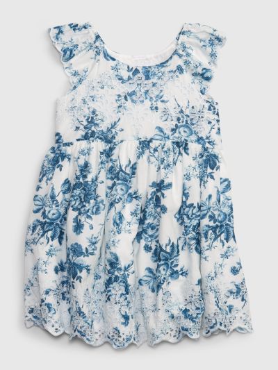 Μπλε Gap × LoveShackFancy Νηπιακό Φλοράλ Φόρεμα-798645000