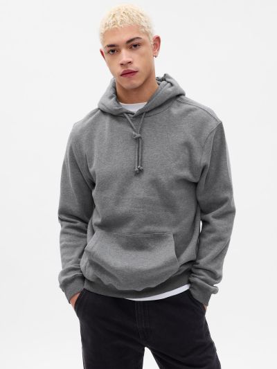 Γκρι Fleece Φούτερ με Κουκούλα-737296062