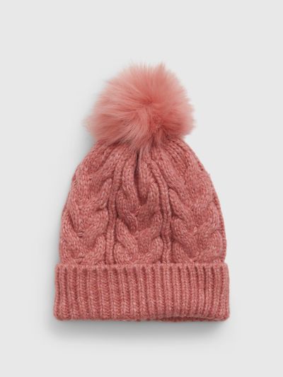 Ροζ Παιδικό Cable-Knit Pom Σκουφάκι-774989002