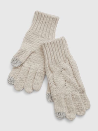 Μπεζ Παιδικά Ανακυκλωμένα Cable-Knit Γάντια-775103000