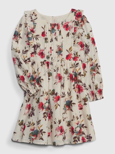 Άσπρο Νηπιακό Floral Ruffle Φόρεμα-780080000