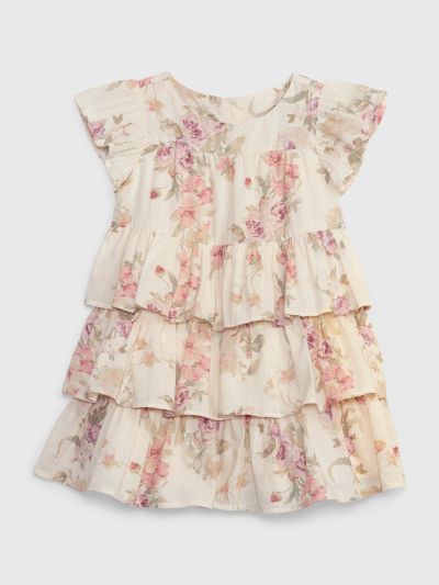 Μπεζ Gap × LoveShackFancy Νηπιακό Tiered Φλοράλ Φόρεμα-780121000