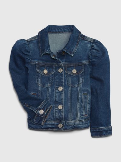 Μπλε Νηπιακό Puff Sleeve Denim Πανωφόρι με Washwell-780183000
