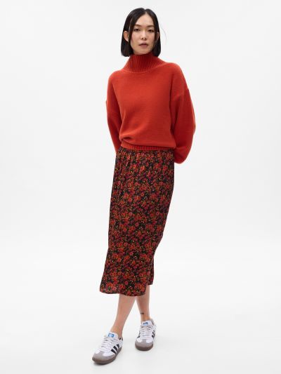 Κόκκινο Floral Midi Φούστα-792692000