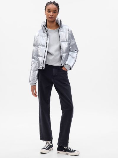Γκρι Big Puff Cropped Πανωφόρι-742410000