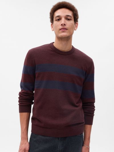 Μπλε Striped Crewneck Πουλόβερ-730479002