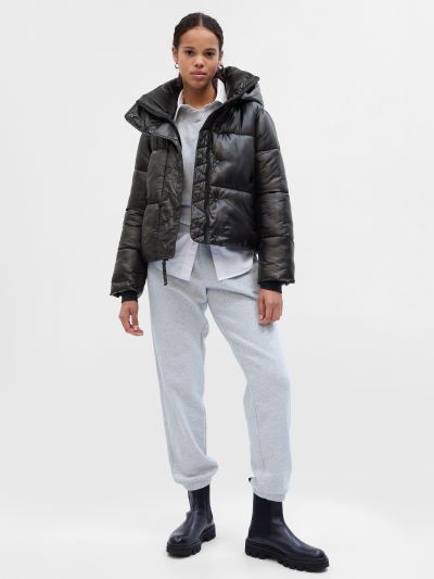 Μαύρο Big Puff Cropped Πανωφόρι-742127002