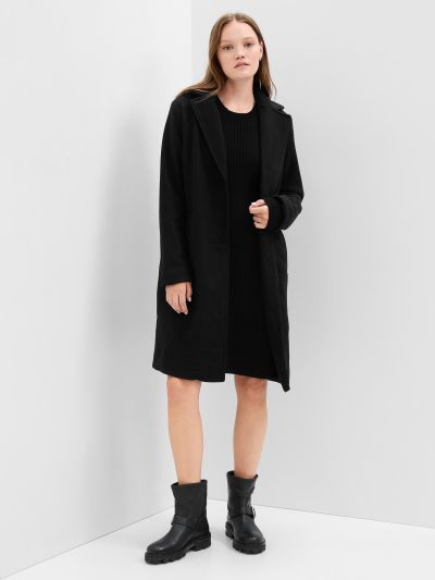Μαύρο Long Topcoat-723630001