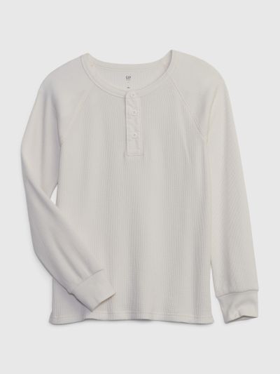Μπεζ Παιδική Waffle Henley Μπλούζα-816755001
