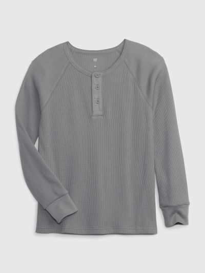 Γκρι Παιδική Waffle Henley Μπλούζα-816755002