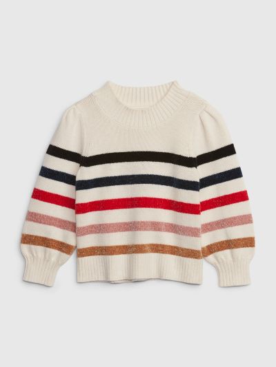 Μπεζ Νηπιακό Ριγέ Mockneck Πουλόβερ-829728000