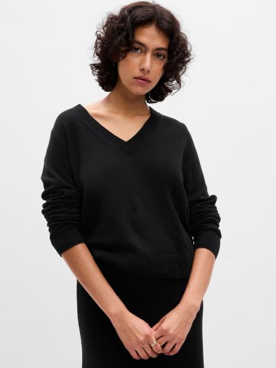 Μαύρο CashSoft V-Neck Πουλόβερ-792200008