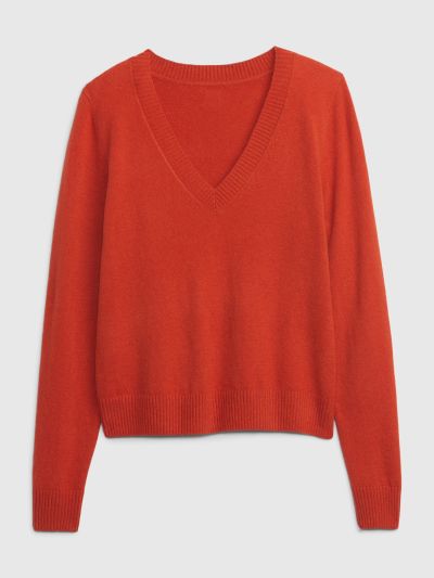 Κόκκινο CashSoft V-Neck Πουλόβερ-792200003