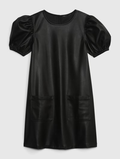 Multi Παιδικό Puff Sleeve Faux-Leather Φόρεμα-786914000