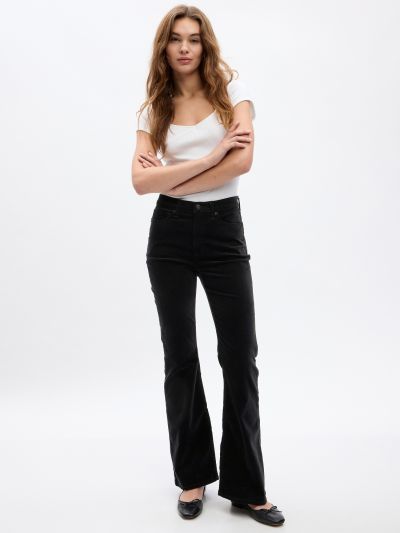 Μαύρο High Rise '70s Flare Velvet Παντελόνι με Washwell-743863000