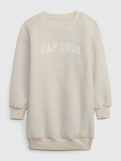 Μπεζ Παιδικό Gap 1969 Arch Logo Sherpa Φούτερ Φόρεμα-815187001