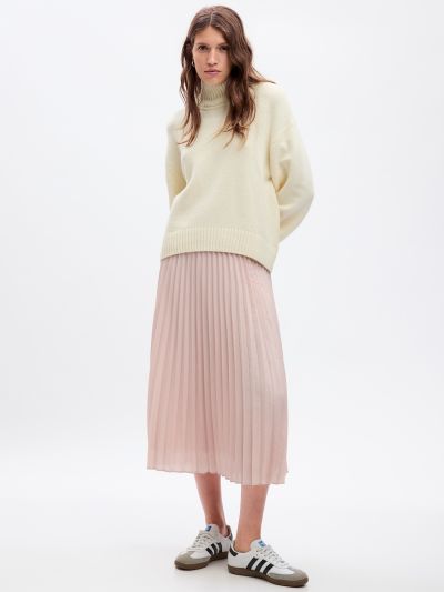 Ροζ Pleated Metallic Midi Φούστα-816677002