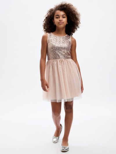 Ροζ Παιδικό Tulle Sequin Φόρεμα-825272000