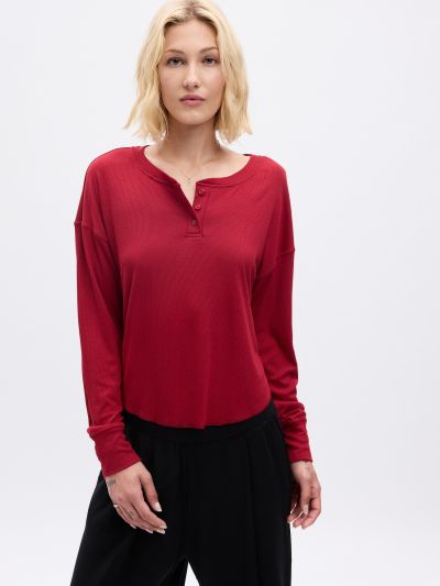 Rib Henley T-Shirt-817153005