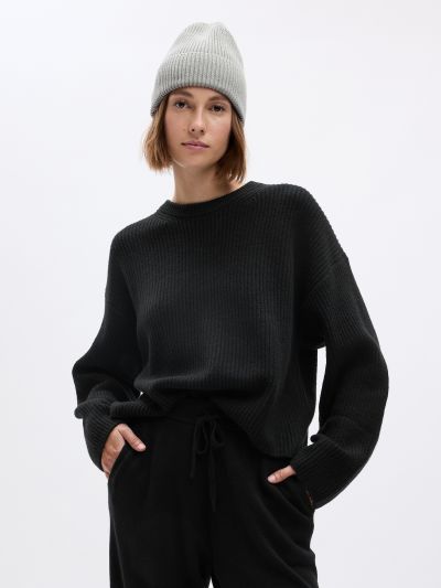 CashSoft Shaker-Stitch Relaxed Sweater-816706000
