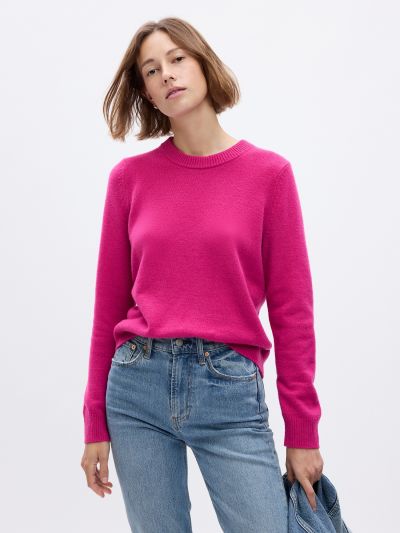 Ροζ CashSoft Crewneck Πουλόβερ-815136006