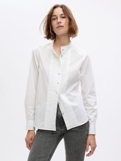 Organic Cotton Jewel Pintuck Shirt-826113001