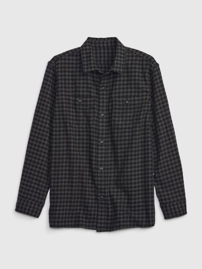 Γκρι Παιδικό 100% Οργανικό Βαμβάκι Flannel Πουκάμισο-729978003