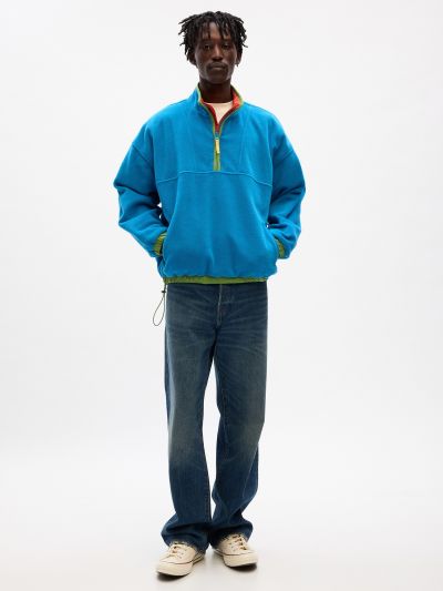 Μπλε Gap Re-Issue × Sean Wotherspoon Recycled Reversible Half-Zip Πουλόβερ-837649000