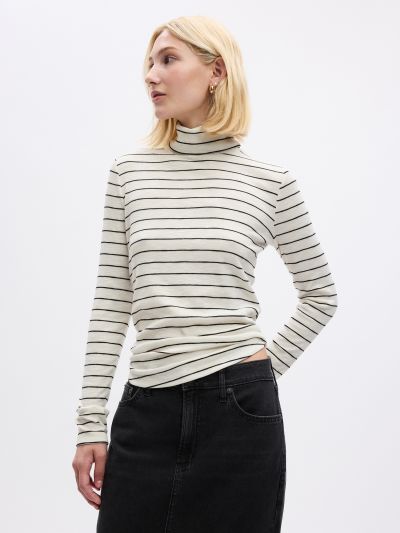 Άσπρη Essential Rib Turtleneck Μπλούζα-810808001