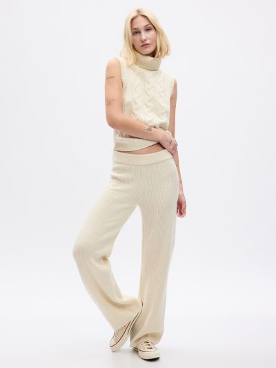 CashSoft Shaker-Stitch Sweater Pants-816705002