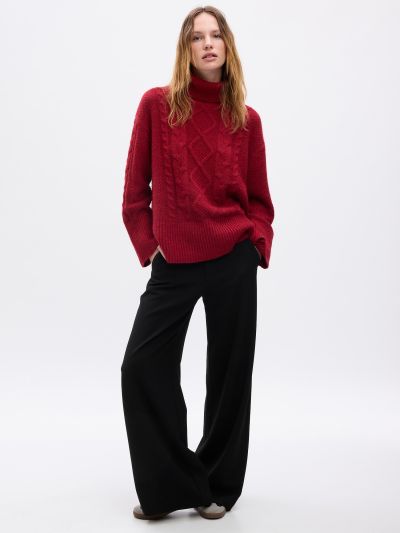 Κόκκινο 24/7 Split-Hem Cable Knit Πουλόβερ-815134001