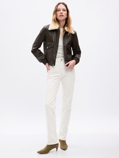 Άσπρο High Rise 90s Straight Jean Παντελόνι με Washwell-821866000