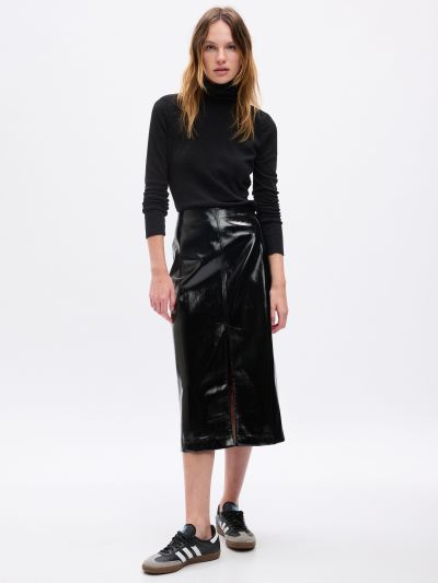 Μαύρη Essential Rib Turtleneck Μπλούζα-810808007