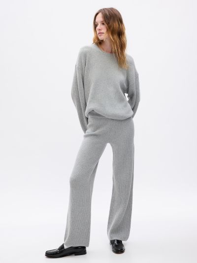 CashSoft Shaker-Stitch Sweater Pants-816705000